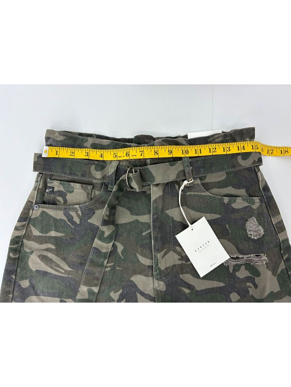 Kancan Camouflage Distressed Cotton Shorts with Belt Size L NWT - Picture 5 of 8